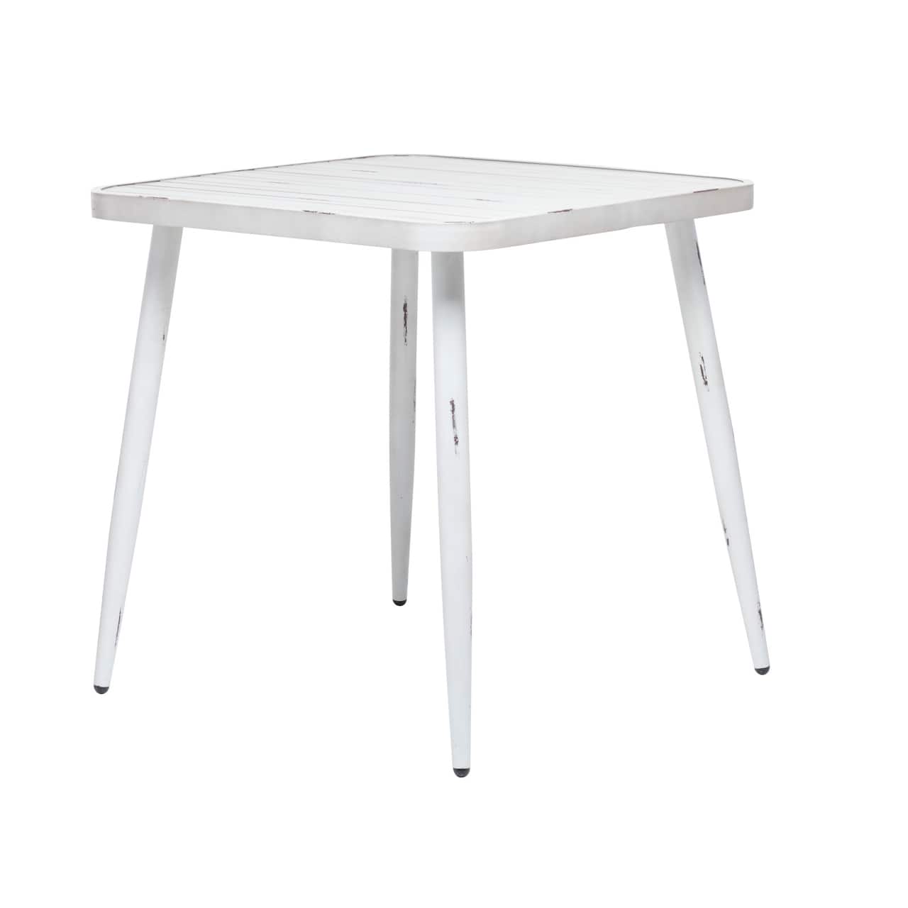 White Aluminum Farmhouse Outdoor Dining Table, 30" x 30" x 30"